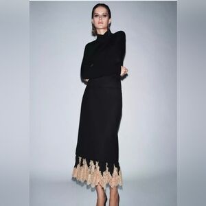 Zara Black and Cream Lace Skirt